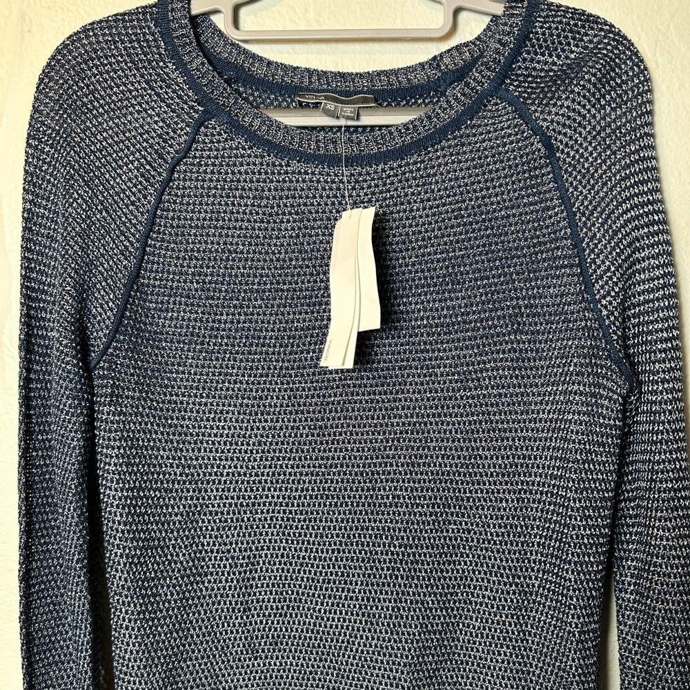Vince Knit Blue Metallic Crew Neck Long Sleeve Top - Picture 5 of 5